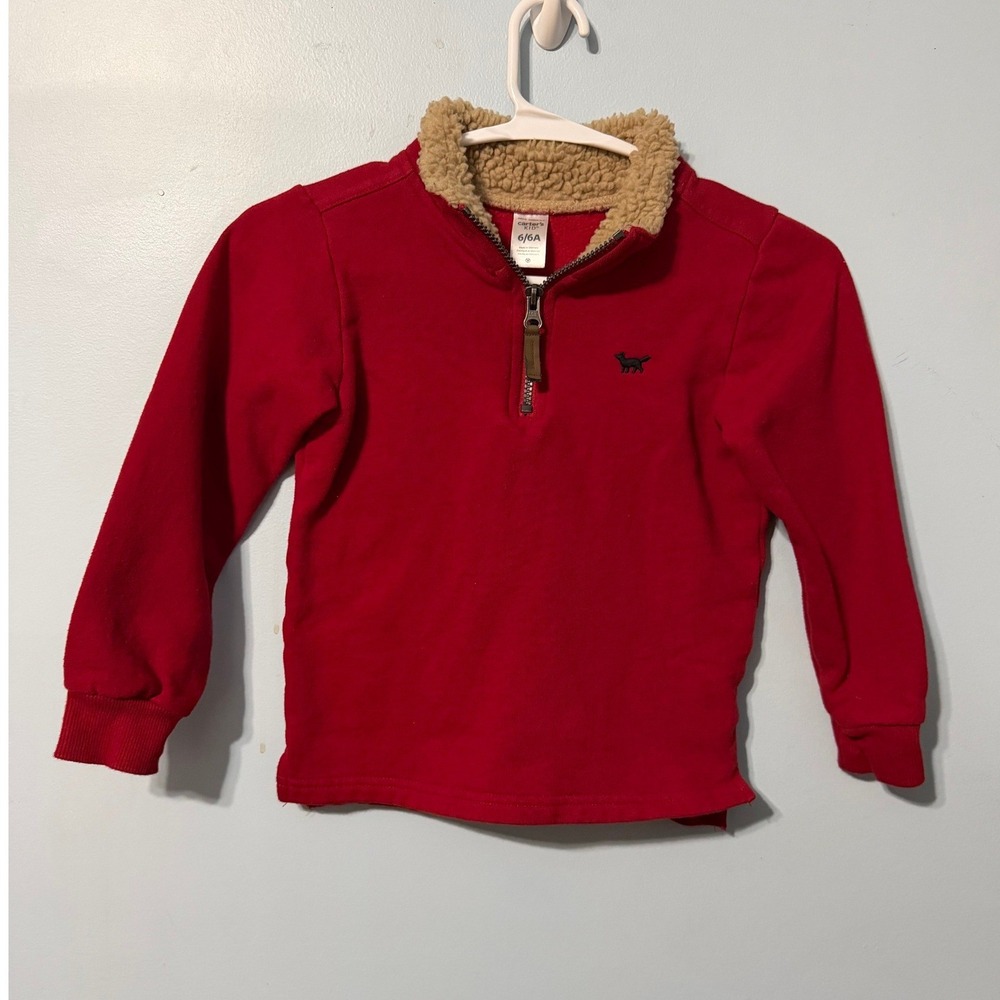 Carters Kid's 6/6A Red Quarter Zip Sherpa Collar Fleece Pullover 2624